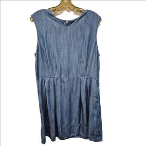 Gap 100% Tencel Lyocell Blue Denim Sleeveless Fit & Flare Dress Size 18